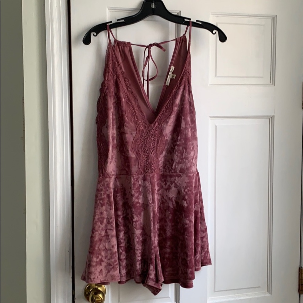 Express Pink Velvet Romper